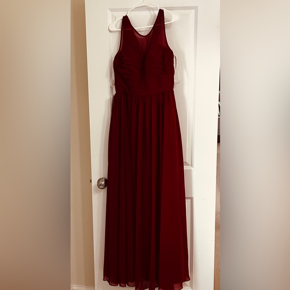 Azazie Strapless Burgundy Dress